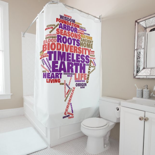 Inspirational Tree of Life Tag Cloud Shower Curtain (In Situ)