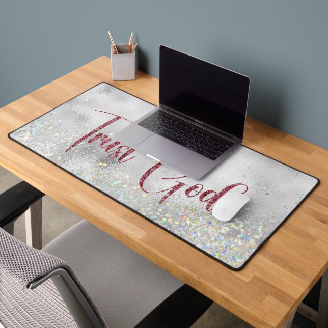 Inspirational Trust God Quote Desk Mat (Office 2)