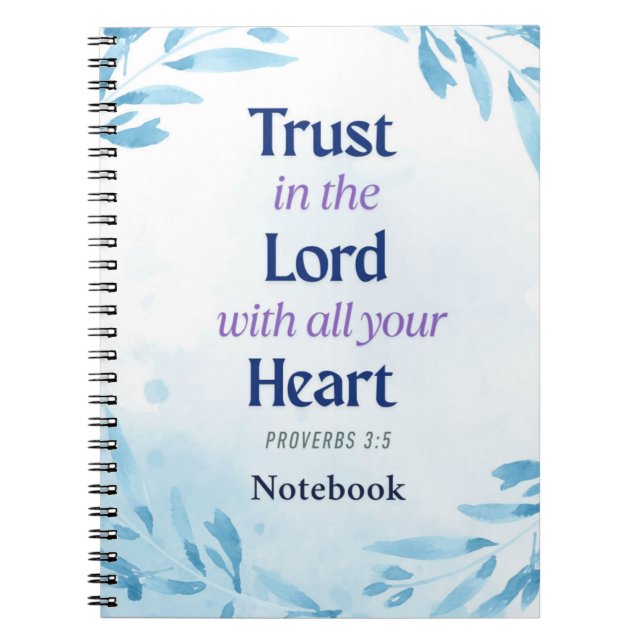 Inspirational Trust in the Lord Religious Blue Notebook (Front)