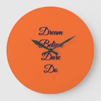Inspirational Typography Burnt Orange Modern Clock