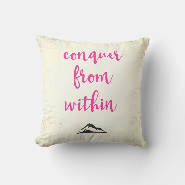 Inspirational Typography Quote Conquer from Within Cushion (Front)