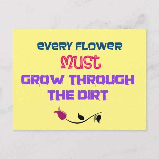 Inspirational Typography Quote with a Red Rose Postcard (Front)