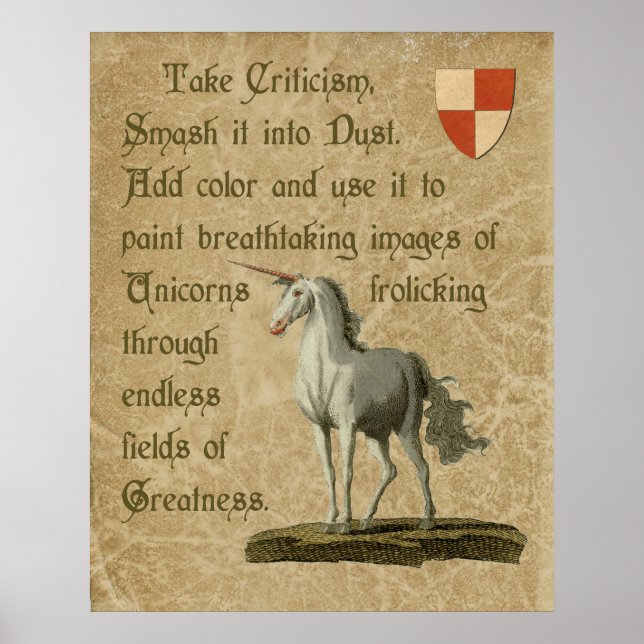 Inspirational Unicorn Quote Antique Parchment Poster (Front)