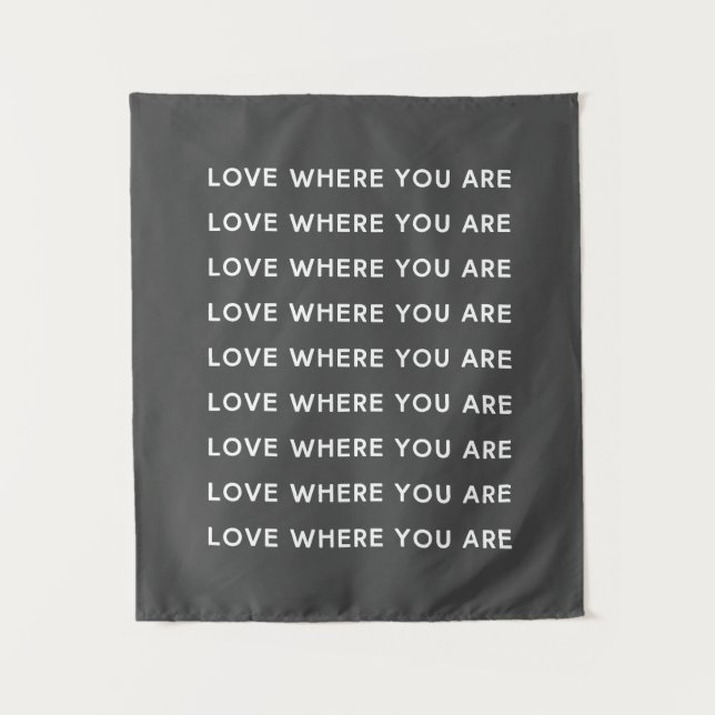 Inspirational Uplifting Word Typography Black Tapestry (Front)