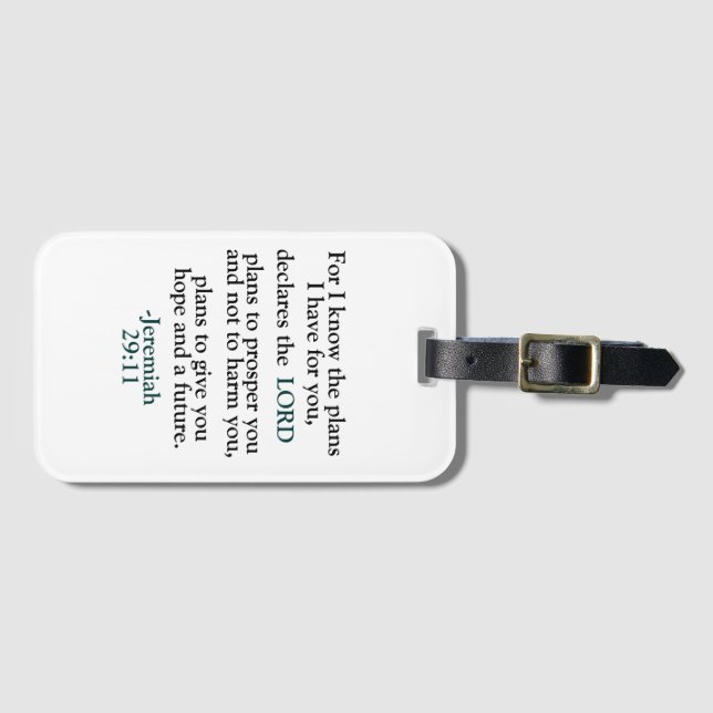 Inspirational Verse Jeremiah 29:11 Luggage Tag (Front Horizontal)