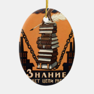Inspirational Vintage Literacy Campaign Art Print Ceramic Tree Decoration