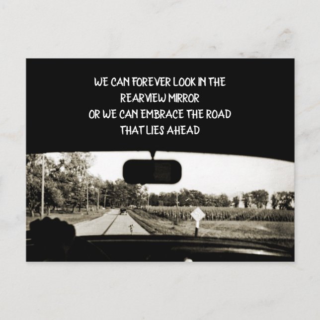 iNSPIRATIONAL VINTAGE PHOTO CAR REARVIEW MIRROR Postcard (Front)