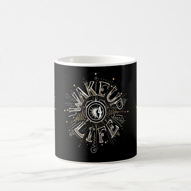 Inspirational WAKE UP 4 LIFE quote illustration Coffee Mug (Center)