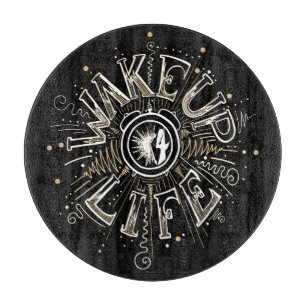 Inspirational WAKE UP 4 LIFE quote illustration Cutting Board