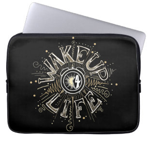Inspirational WAKE UP 4 LIFE quote illustration Laptop Sleeve