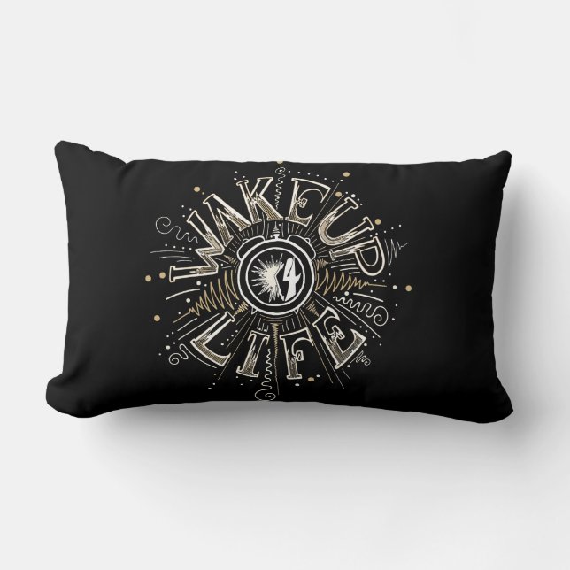 Inspirational WAKE UP 4 LIFE quote illustration Lumbar Cushion (Front)