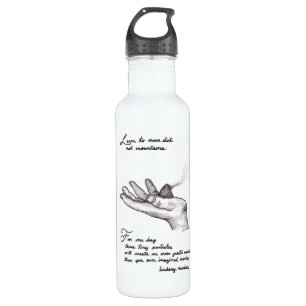 inspirational water bottle charcoal drawing quote