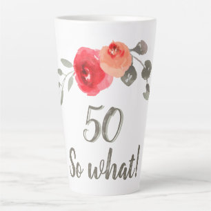 Inspirational Watercolor 50th Birthday Floral Latte Mug