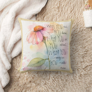 Inspirational Watercolor Wildflower Quote Art Cushion