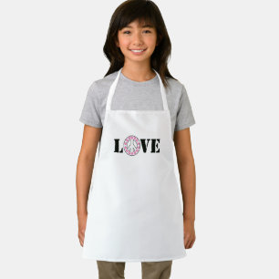 Inspirational White Pink Love Peace Hearts Apron