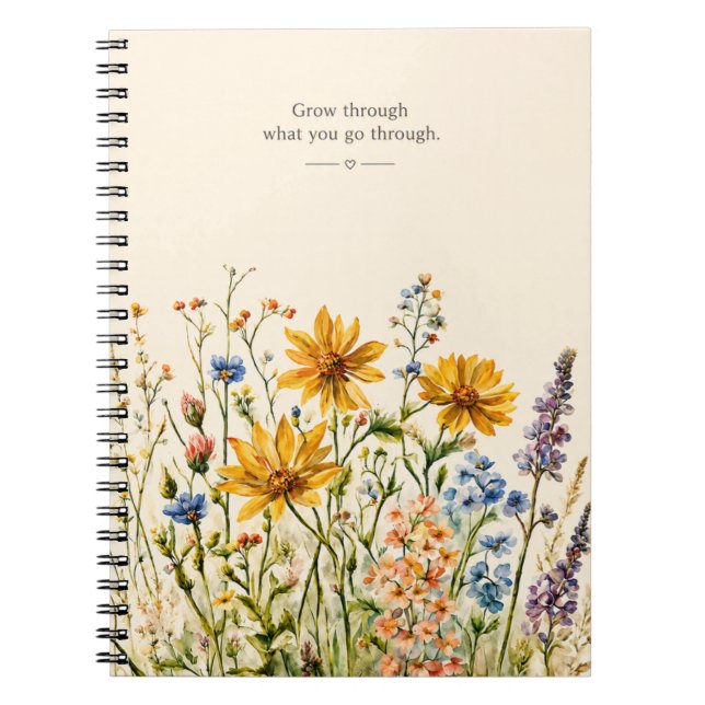 Inspirational Wildflower Watercolor  Notebook (Front)