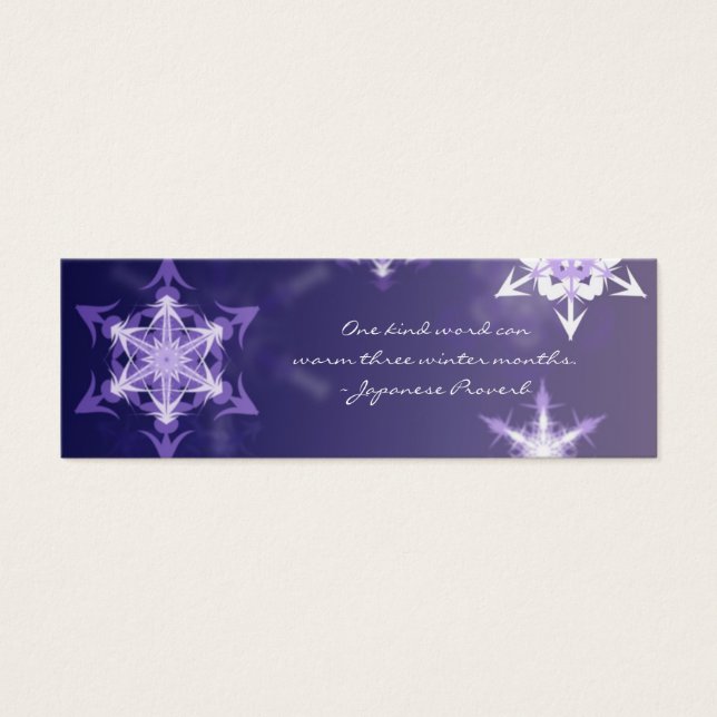 Inspirational winter snowflake bookmark with quote (Front)
