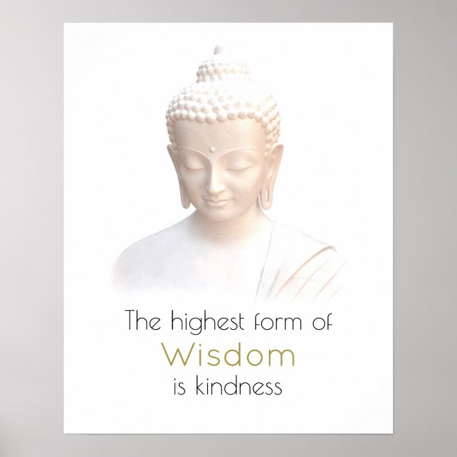Inspirational Wisdom Quote With White Buddha Poster (Front)