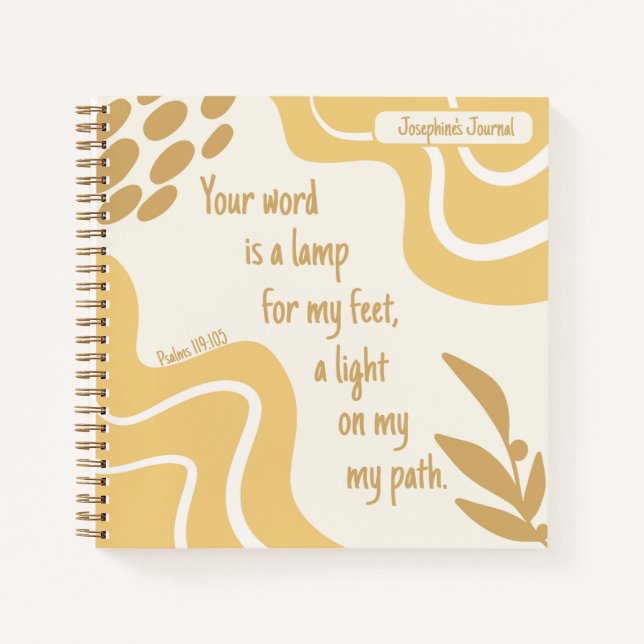Inspirational Woman Bible Verse Yellow Prayer Notebook (Front)