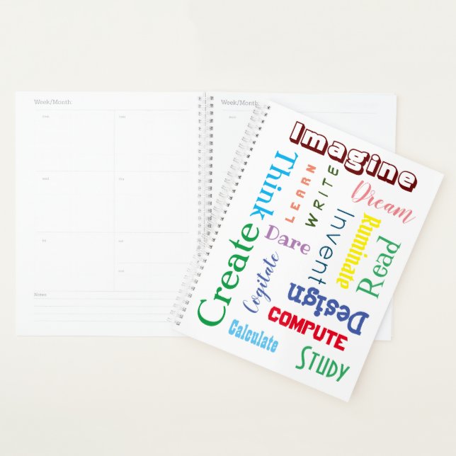 Inspirational Words Colourful Students Large Planner (Display)