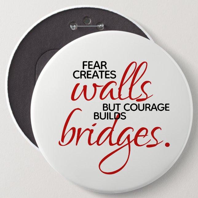 Inspirational Words Courage Builds Bridges 6 Cm Round Badge (Front & Back)