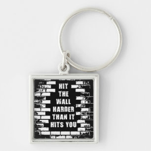 Inspirational Words - Hit The Wall Harder Key Ring