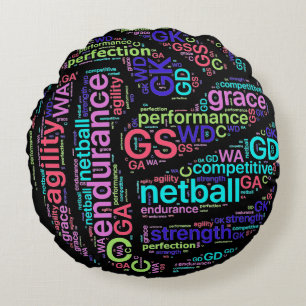 Inspirational Words Netball Ball Design Round Cushion
