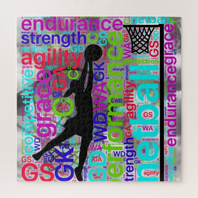 Inspirational Words Netball Player Positions Jigsaw Puzzle (Vertical)
