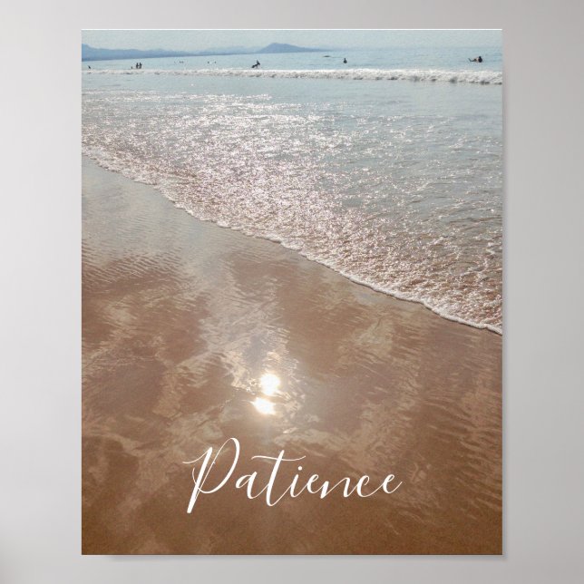 Inspirational Words Patience Beach Surfers Poster (Front)