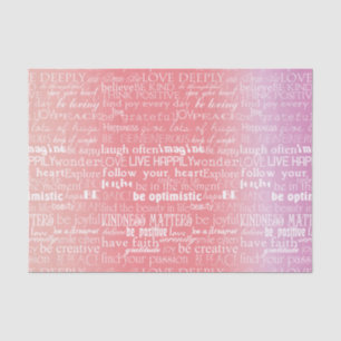 Inspirational Words Peach Pink Ombre Tissue Paper