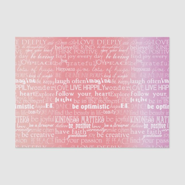 Inspirational Words Peach Pink Ombre Tissue Paper (Front)