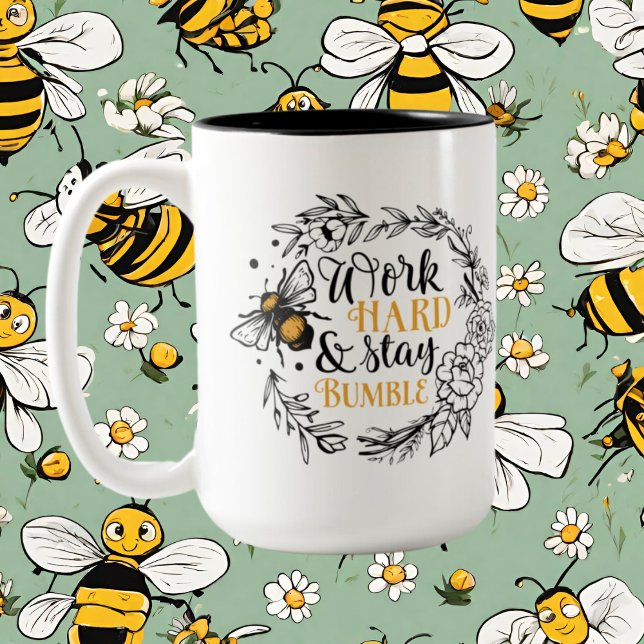 Inspirational work bee add monogram Two-Tone coffee mug (Creator Uploaded)
