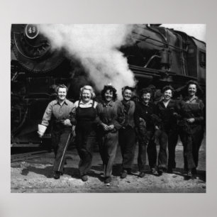 Inspirational World War I Women Railroad Workers Poster