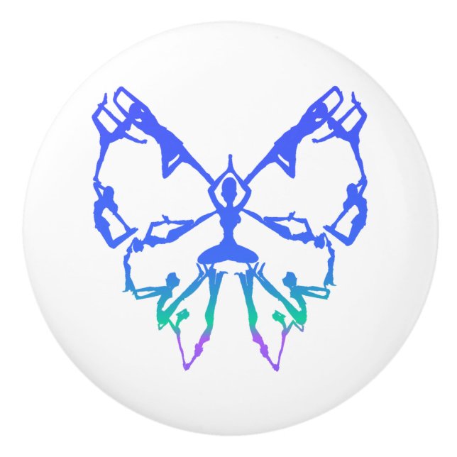 Inspirational Yoga Poses Butterfly New Beginnings Ceramic Knob (Front)