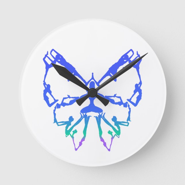 Inspirational Yoga Poses Butterfly New Beginnings Round Clock (Front)