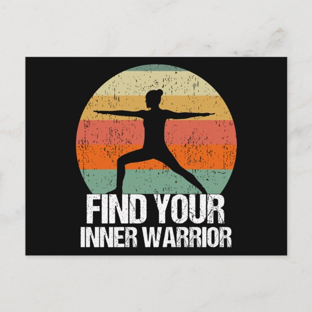 Inspirational Yoga Warrior Sunset Quote Postcard (Front)