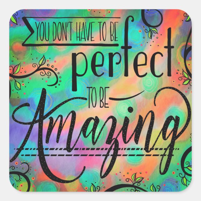 Inspirational You are Amazing Modern Green Square Sticker (Front)