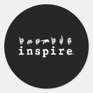 inspire brand ASL American Sign Language Deaf Awar Classic Round Sticker