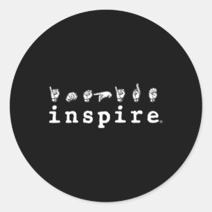 inspire brand ASL American Sign Language Deaf Awar Classic Round Sticker