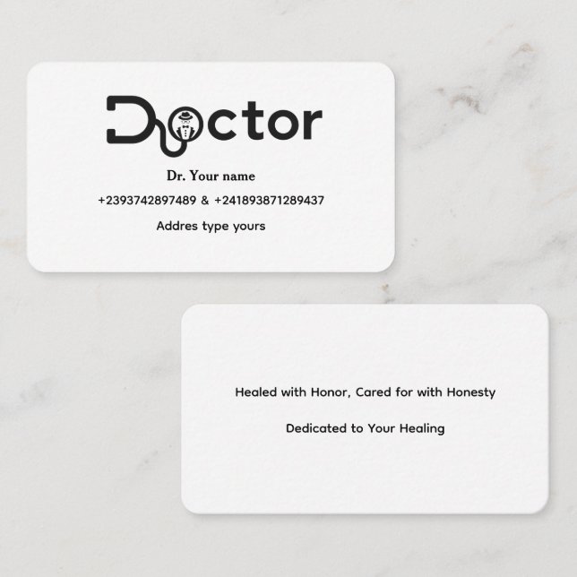 Inspire Confidence & Nobility - Custom Doctor card (Front/Back)