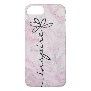 Inspire Daisy design on pink marble iPhone 8/7 Case