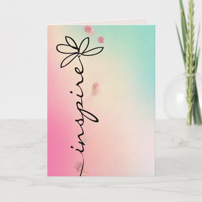 Inspire daisy on watercolor background card (Front)