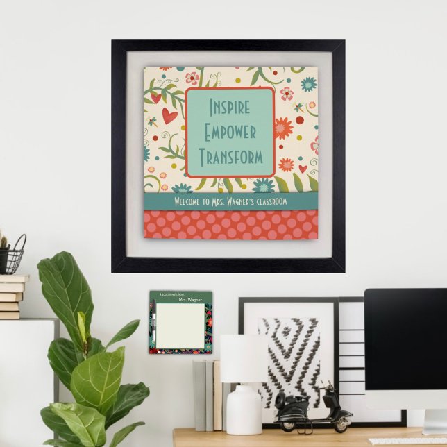 Inspire Empower Teacher Pretty Floral Class Poster (Creator Uploaded)