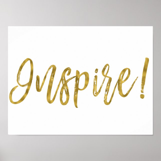 Inspire Gold Foil and White Inspirational Word Poster (Front)