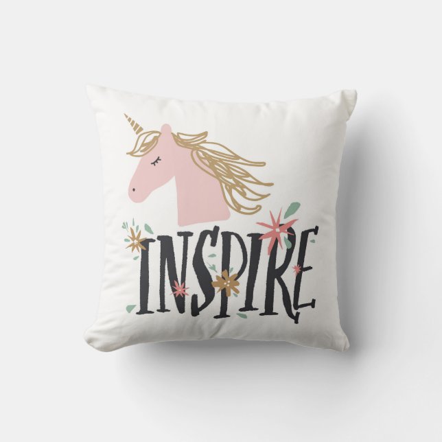 Inspire | Gold Mane Unicorn Cushion (Front)