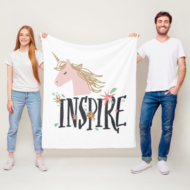 Inspire | Gold Mane Unicorn Fleece Blanket (In Situ)