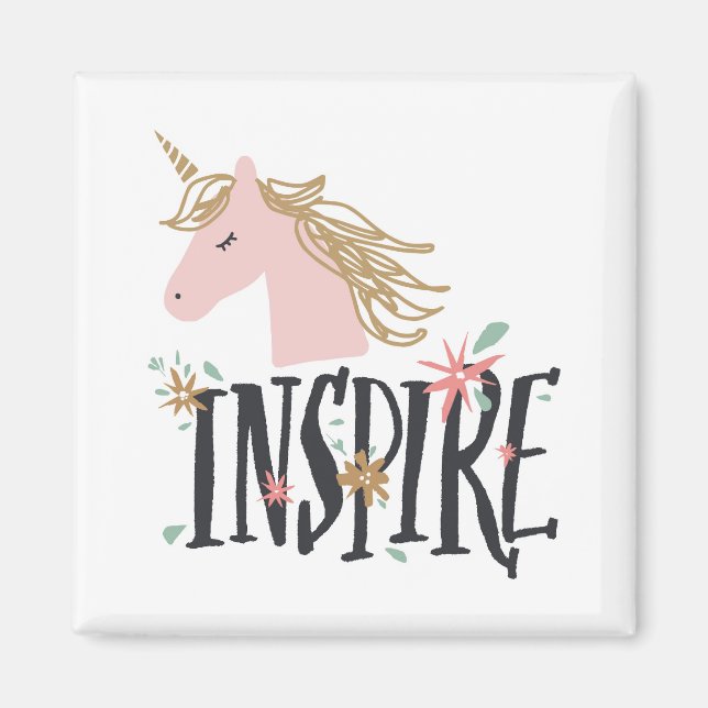 Inspire | Gold Mane Unicorn Magnet (Front)