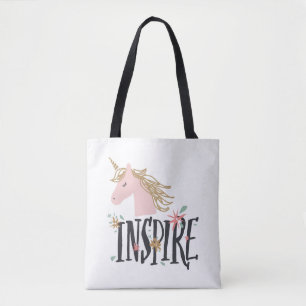 Inspire   Gold Mane Unicorn Tote Bag