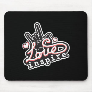 inspire Love ASL ILY Hand Sign Language Deaf Aware Mouse Mat