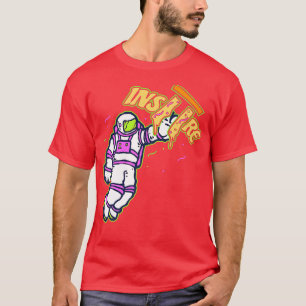 Inspire Pi Day Funny Astronaut Holding Pizza Math T-Shirt